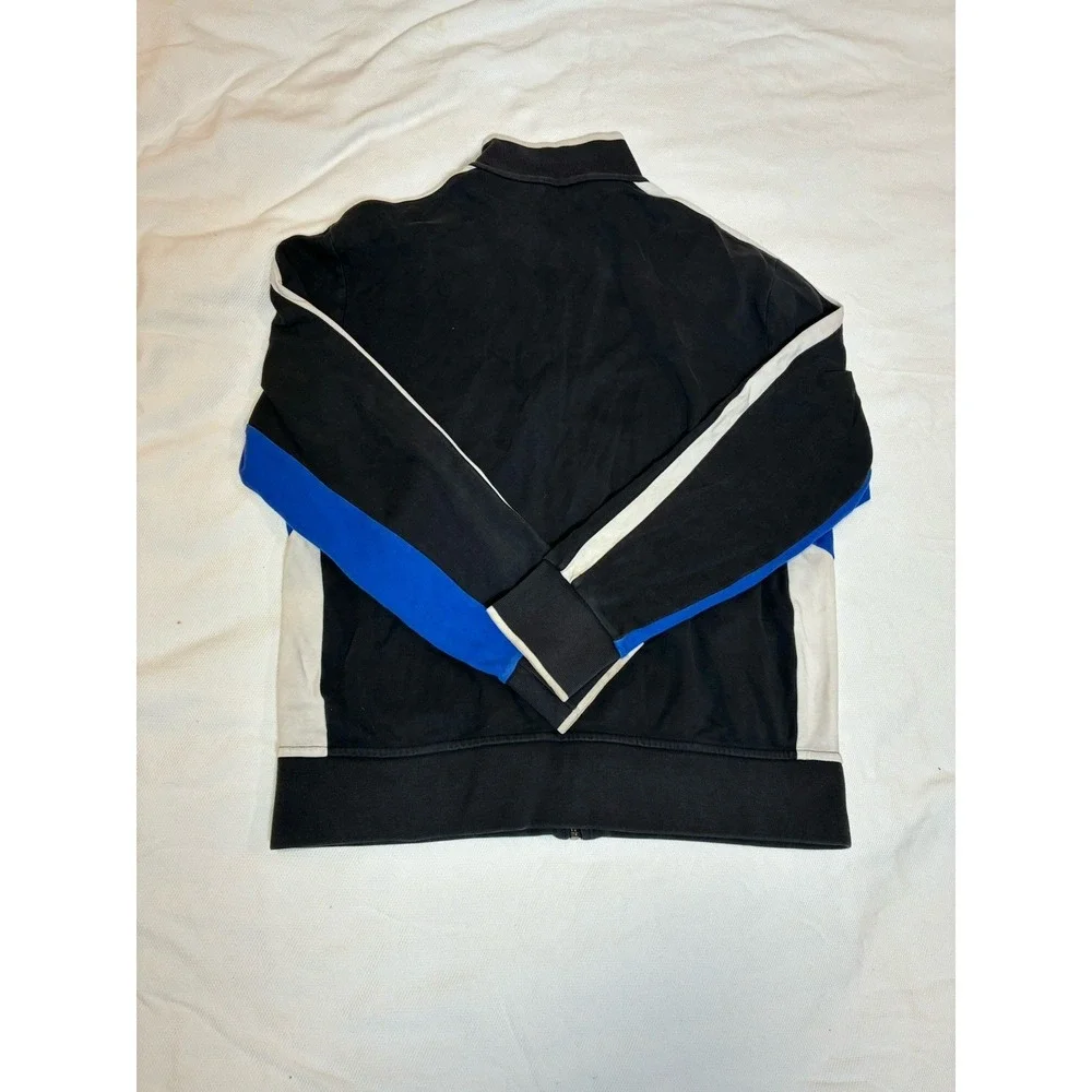 Polo Ralph Lauren Men's L‎ Track Jacket Black Blue White Full Zip Cotton Pony